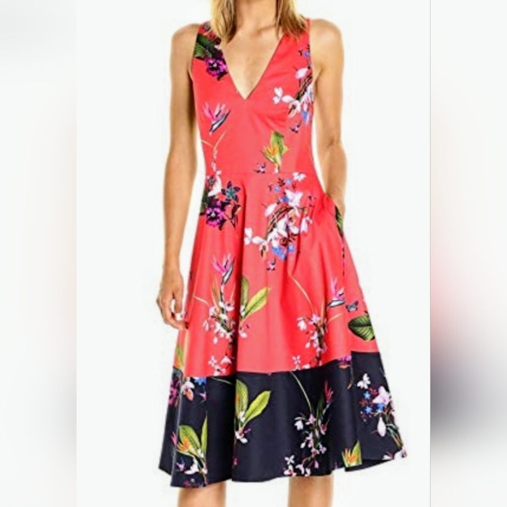 New  With Tags Tropical Ted Baker Midi Sun Dress Size 2 (US Size 4-6)